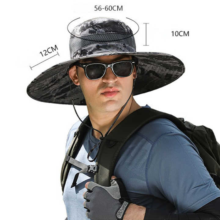 Khaki Solar-Powered Cooling Wide Brim Hat - USB Rechargeable Dual Fan Fisherman Cap - UPF50+ Sun Protection and Quick-Dry Design for Men and Women