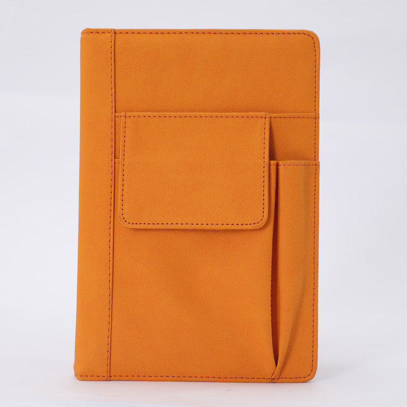 Orange A5 Multi-Functional PU Leather Notebook with Pockets - Office Planner and Journal