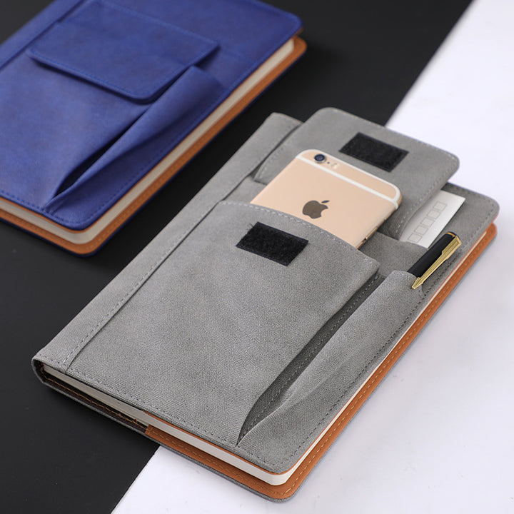 Grey A5 Multi-Functional PU Leather Notebook with Pockets - Office Planner and Journal