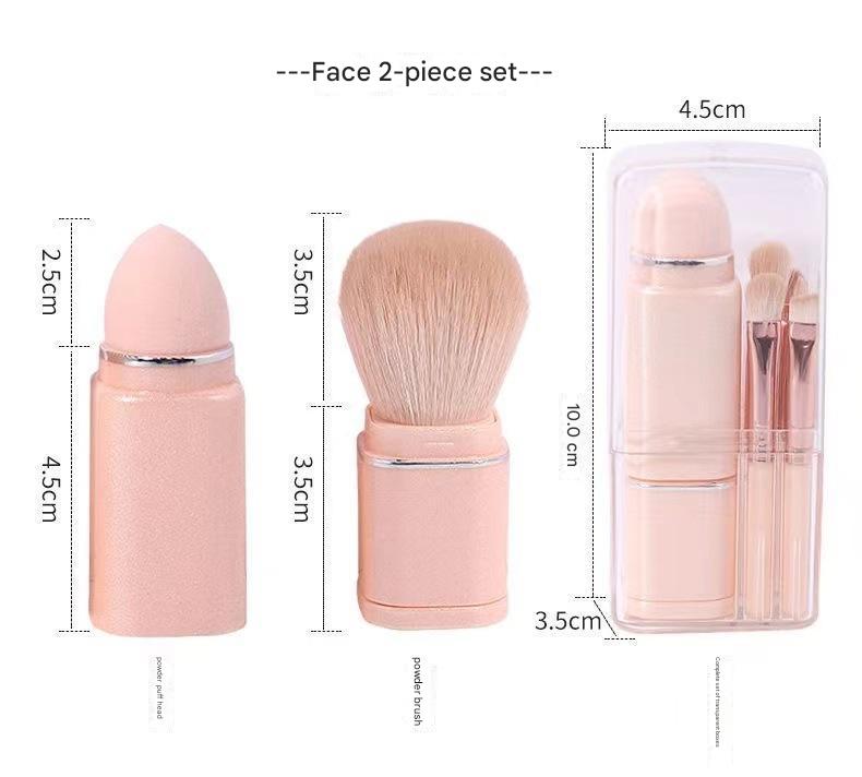 White 8-in-1 Retractable Mini Makeup Brush Set with Protective Cover – Compact Design for Travel and On-the-Go Touchups