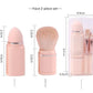 Pink 8-in-1 Retractable Mini Makeup Brush Set with Protective Cover - Compact Design for Travel and On-the-Go Touchups