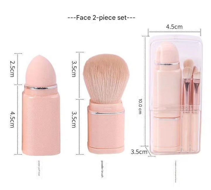 Pink 8-in-1 Retractable Mini Makeup Brush Set with Protective Cover - Compact Design for Travel and On-the-Go Touchups