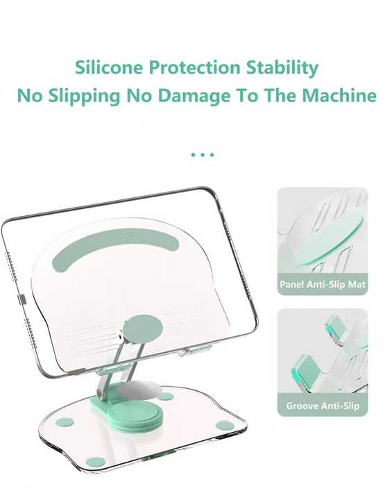 White Acrylic Foldable Tablet and Phone Stand - 360° Rotation, Anti-Slip Design, Lightweight and Compact