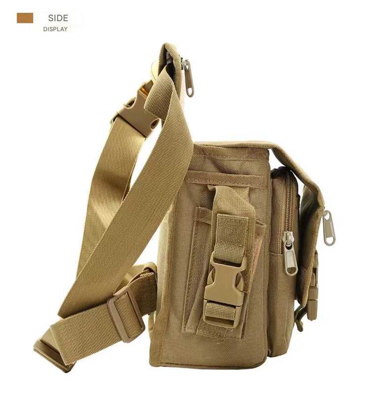 Khaki Tactical Outdoor Leg Bag - 900D Durable Multi-Layer Waist Pack for Cycling, Fishing, and Security