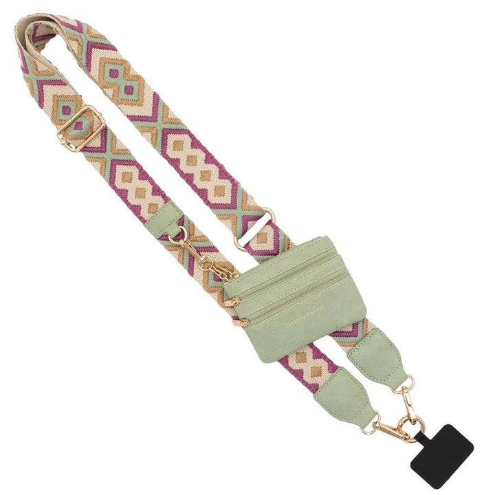 Diamond shape Patchwork Adjustable Crossbody Strap with Mini Pouch - Versatile Replacement Shoulder Strap