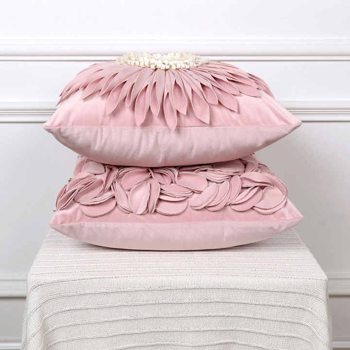 Style 3 Pink 3D Floral Cushion Covers - Modern Luxury Decorative Throw Pillow Covers for Living Room(Without Pillow Insert)