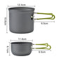 Green And Grey Compact Outdoor Camping Cookware Set with 410 Stainless Steel Utensils