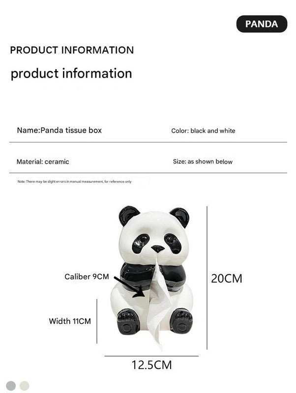 Ceramic Panda Tissue Box Holder - Creative Cartoon Napkin Dispenser for Home Decor