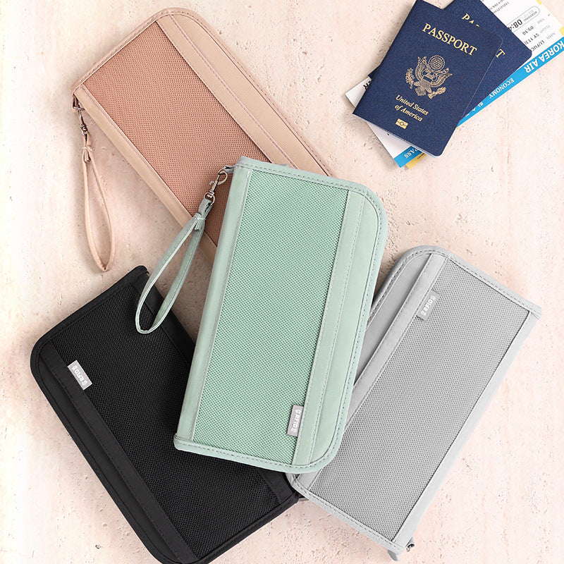 Pink Portable RFID Blocking Travel Passport Holder with Large Capacity