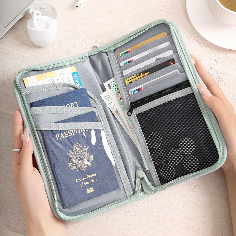 Pink Portable RFID Blocking Travel Passport Holder with Large Capacity