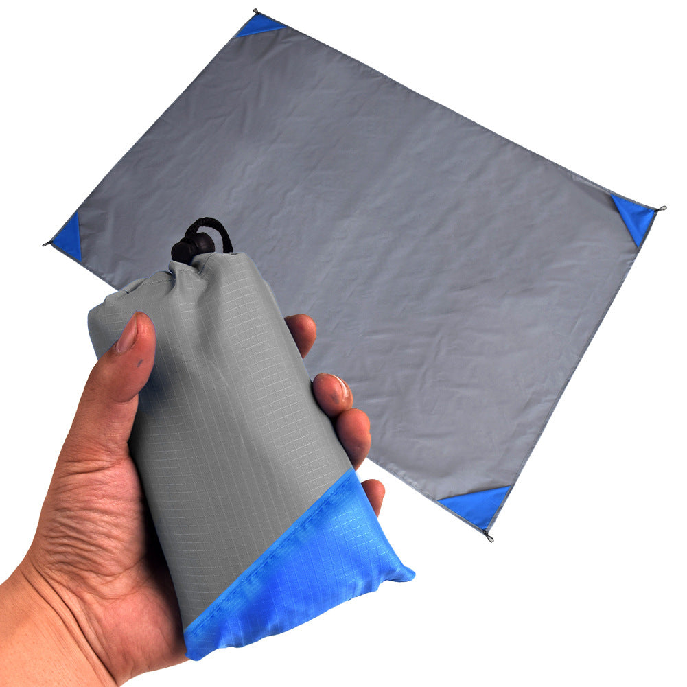 Grey And Blue Portable Waterproof Camping Mat - Foldable Picnic and Beach Blanket