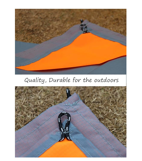 Grey And Blue Portable Waterproof Camping Mat - Foldable Picnic and Beach Blanket