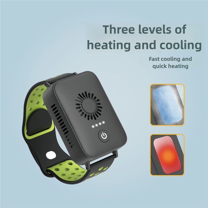 Black Wearable Cooling and Heating Wristband - Mini Wearable Air Conditioner for Instant Heat or Cool Relief with USB Fast Charging