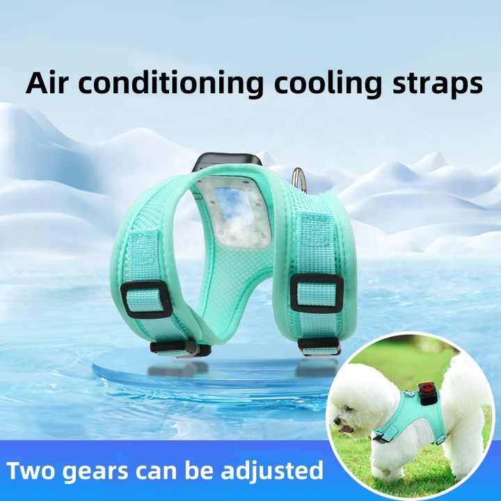 Size L Green Pet Cooling Harness  LED Lights & Leash - Summer Relief for Small Dogs and Cats