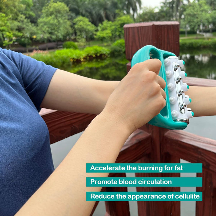 2PCS Yellow Handheld Roller Massager - Mini Five-Row Manual Muscle Relaxation Tool for Acupressure and Stress Relief