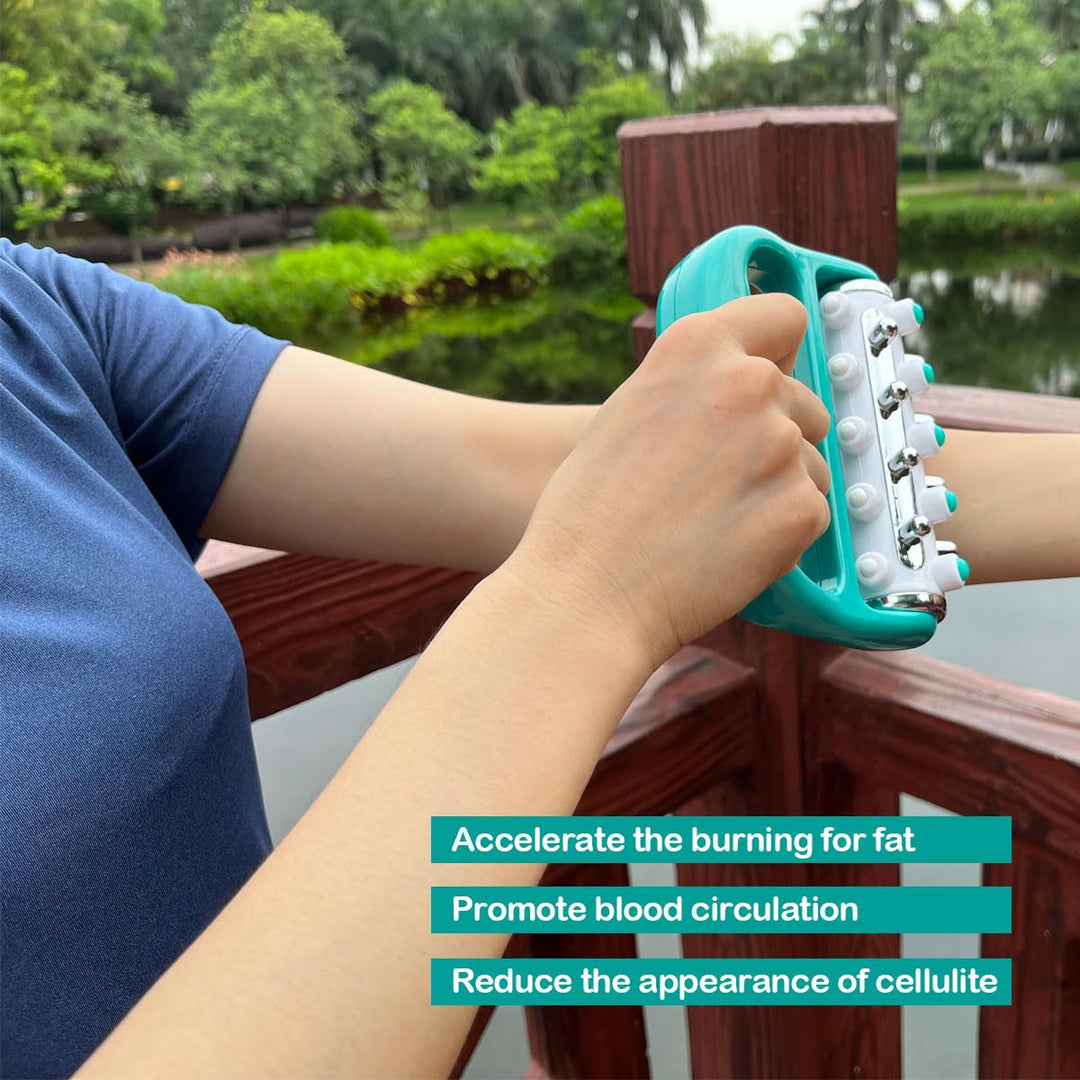 2PCS Blue Handheld Roller Massager - Mini Five-Row Manual Muscle Relaxation Tool for Acupressure and Stress Relief