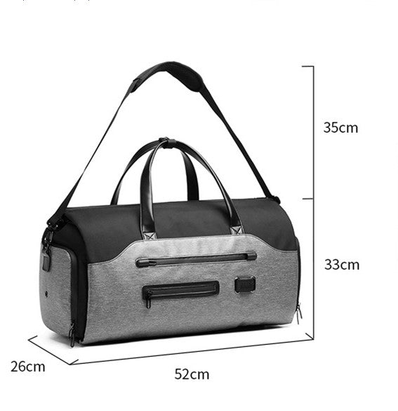 Men's Gray Waterproof Multi-Functional Travel Duffel Bag - Foldable Short Trip Gym Bag with Shoe Compartment