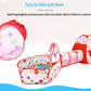 Red 3-in-1 Kids Play Tent Set - Foldable Indoor/Outdoor Tunnel and Ball Pit with Fence