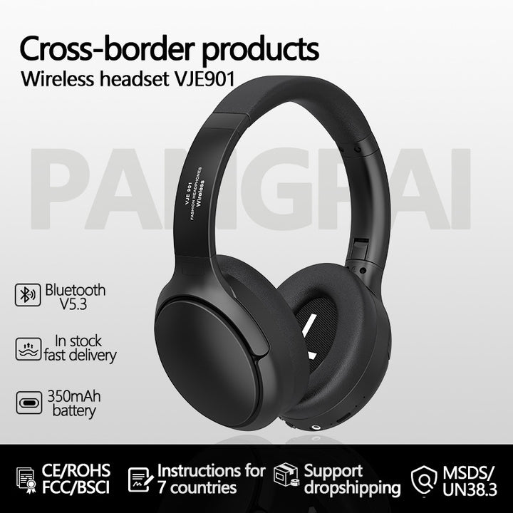 Brown VJE901 Wireless Bluetooth Over-Ear Headphones with Active Noise Cancelling