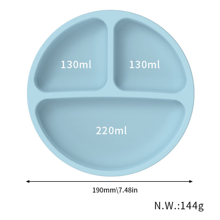 Blue 096# Silicone Baby Feeding Set - Suction Plate, Bib, Cup & Utensils | BPA-Free Baby Tableware