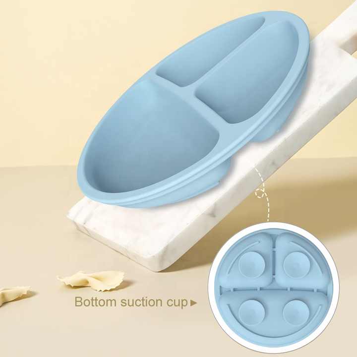 Blue 096# Silicone Baby Feeding Set - Suction Plate, Bib, Cup & Utensils | BPA-Free Baby Tableware