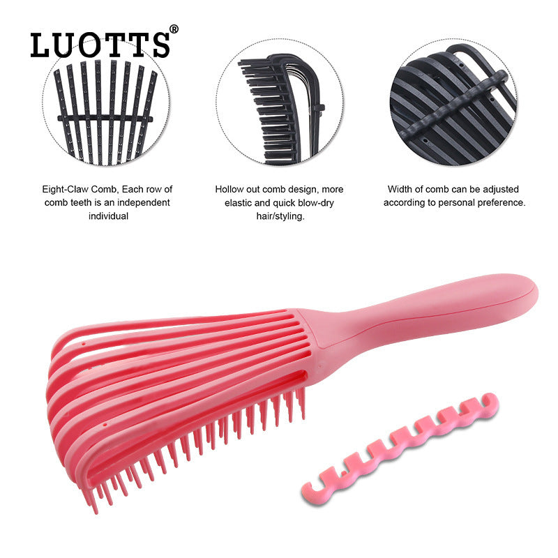 3PCS Pink Octopus-Style Detangling Brush - 8 Flexible Arms for Effortless Hair Styling