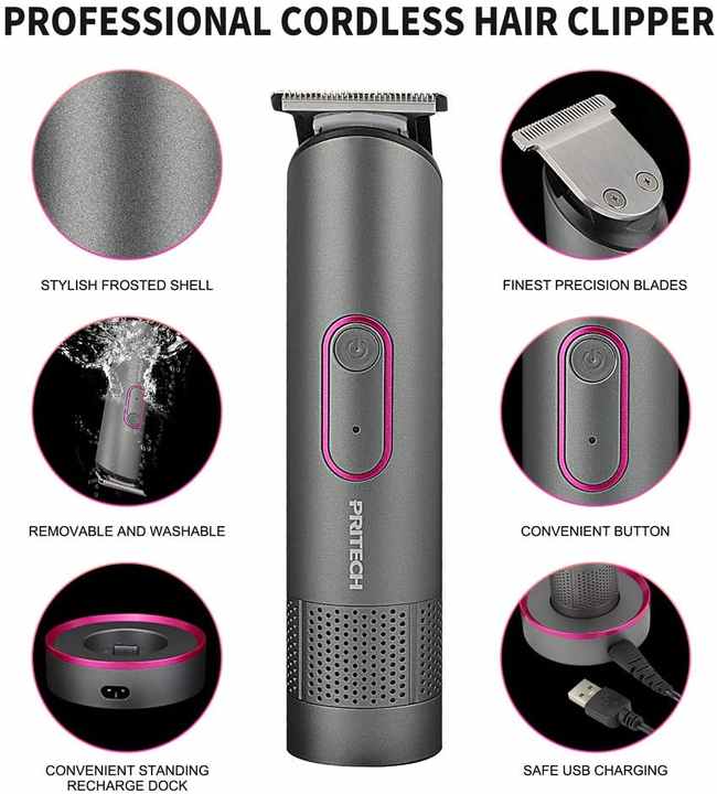 PRITECH PR-2888 Professional Hair Clipper Kit - USB Rechargeable, 600mAh Battery, IPX6 Waterproof Grooming Set