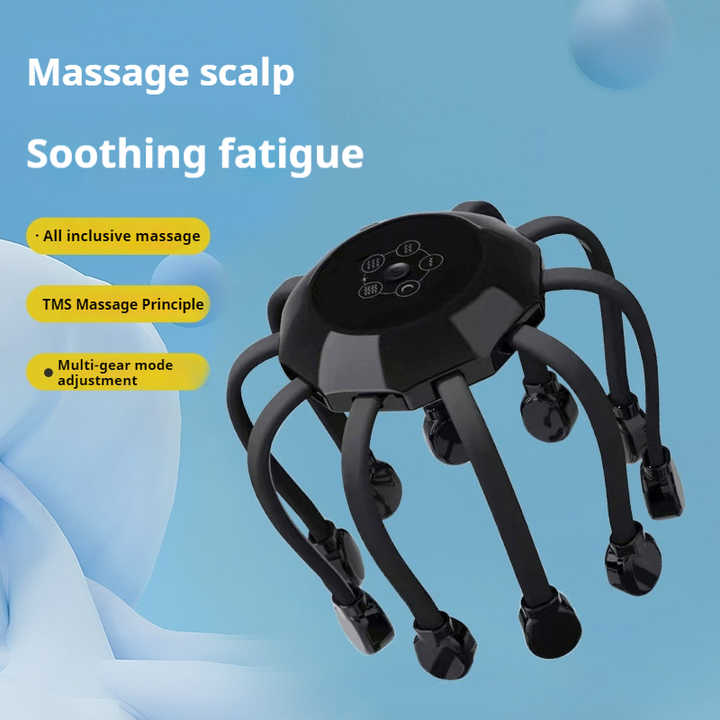 Black Standard B model [5 modes + vibration + timing]  Multifunctional Electric Head Massager with 14 Nodes- Scalp Stress Relief