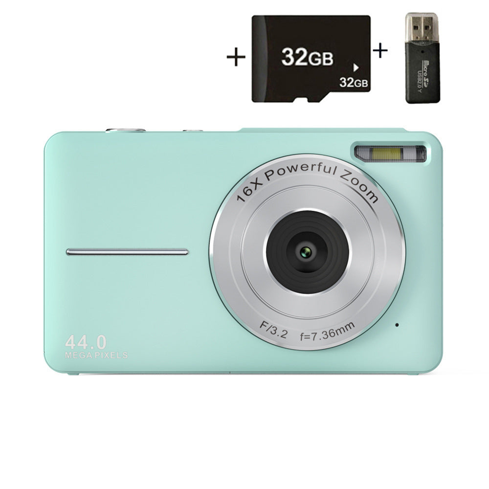 Green DC403 Digital Camera - 16x Zoom , 2.4-Inch IPS Screen, 32GB Memory Card Included