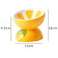 Ceramic Elevated Pet Food Bowl - Cute Lemon Pattern Design for Cats and Small Dogs