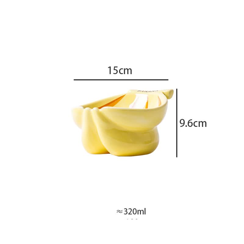 Ceramic Elevated Pet Food Bowl - Cute Banana Pattern Design for Cats and Small Dogs