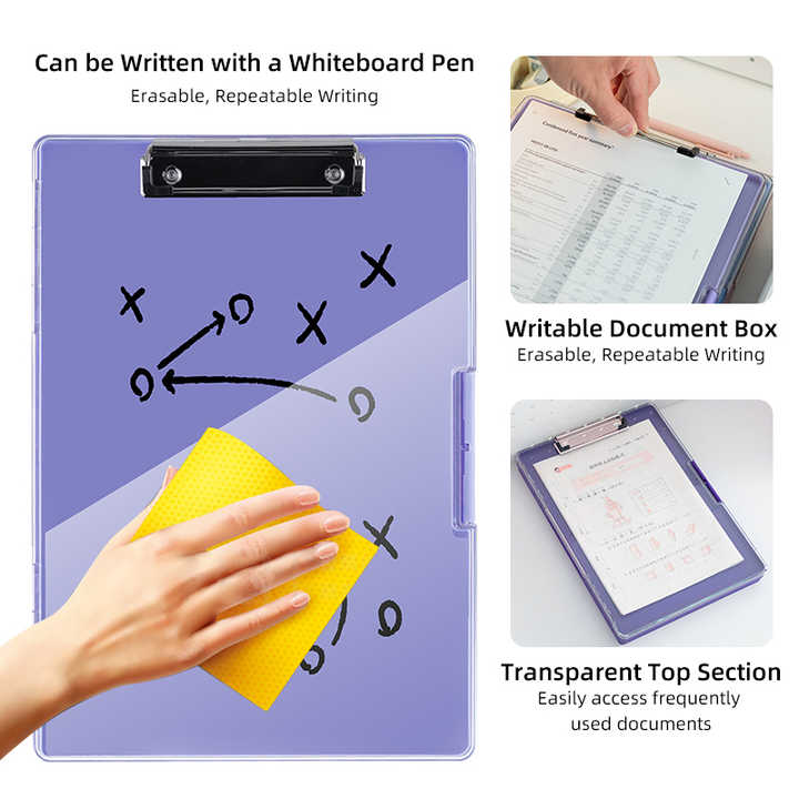 Yellow A4 Plastic Document Storage Clipboard - Portable and Durable