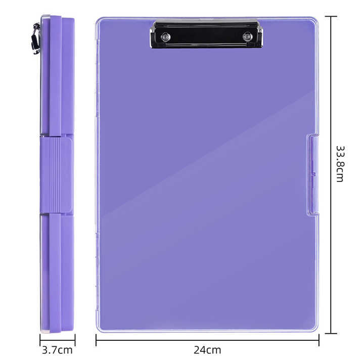 Purple A4 Plastic Document Storage Clipboard - Portable and Durable