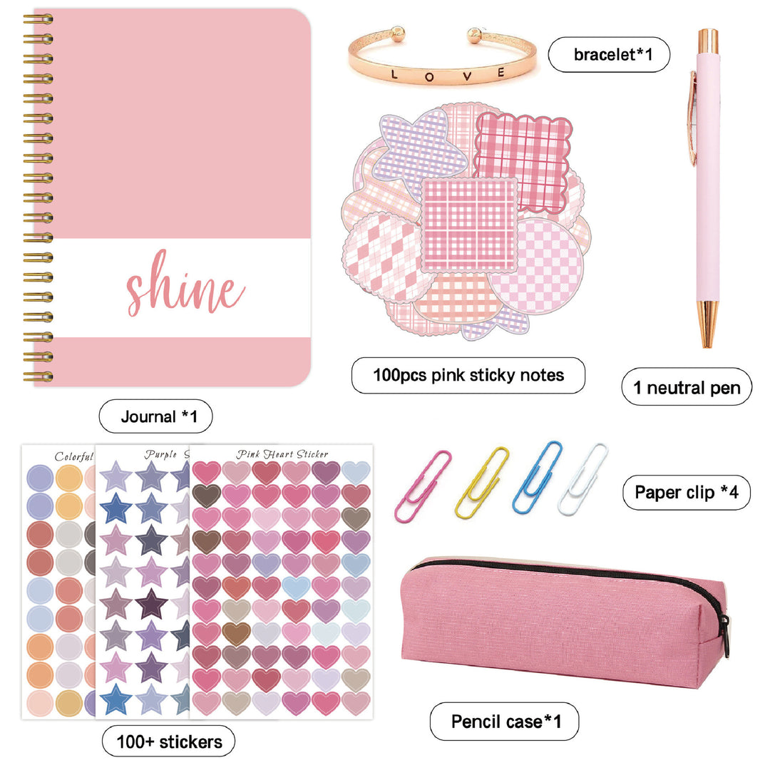 Kids Creative Journal Gift Set(Pink) - Notebook, Pen, Stickers, and Accessories