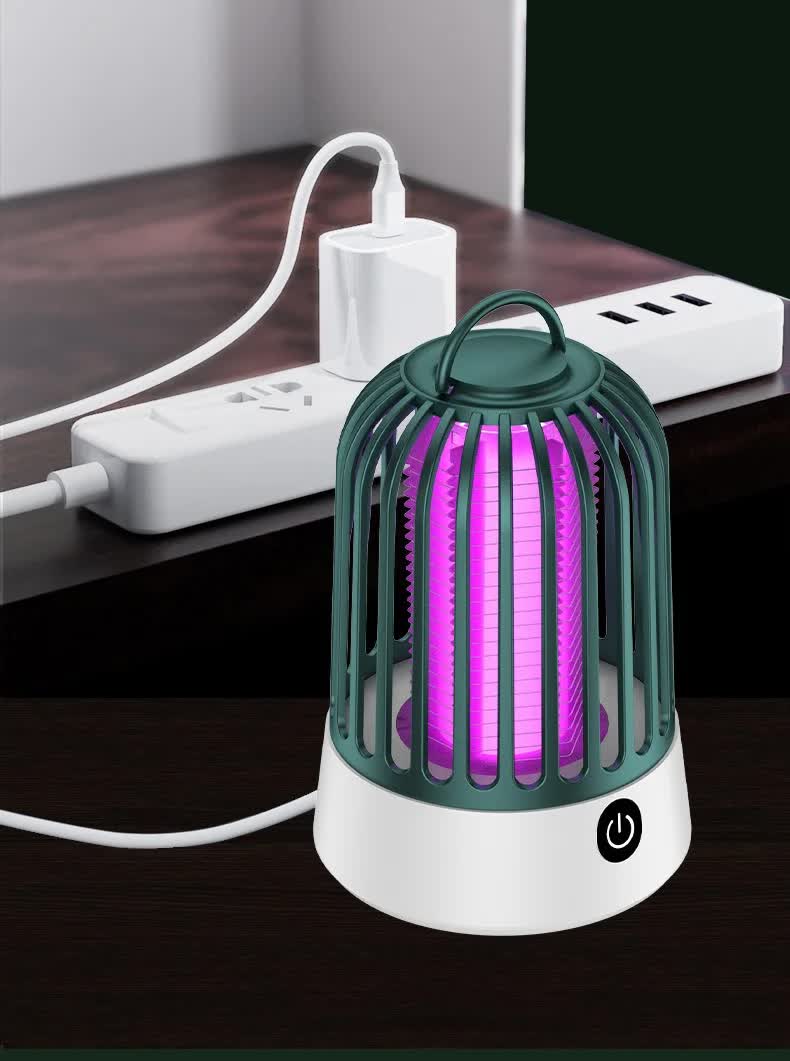 Gray Electric Mosquito Killer Lamp with Dual Modes - 1200MA USB Rechargeable