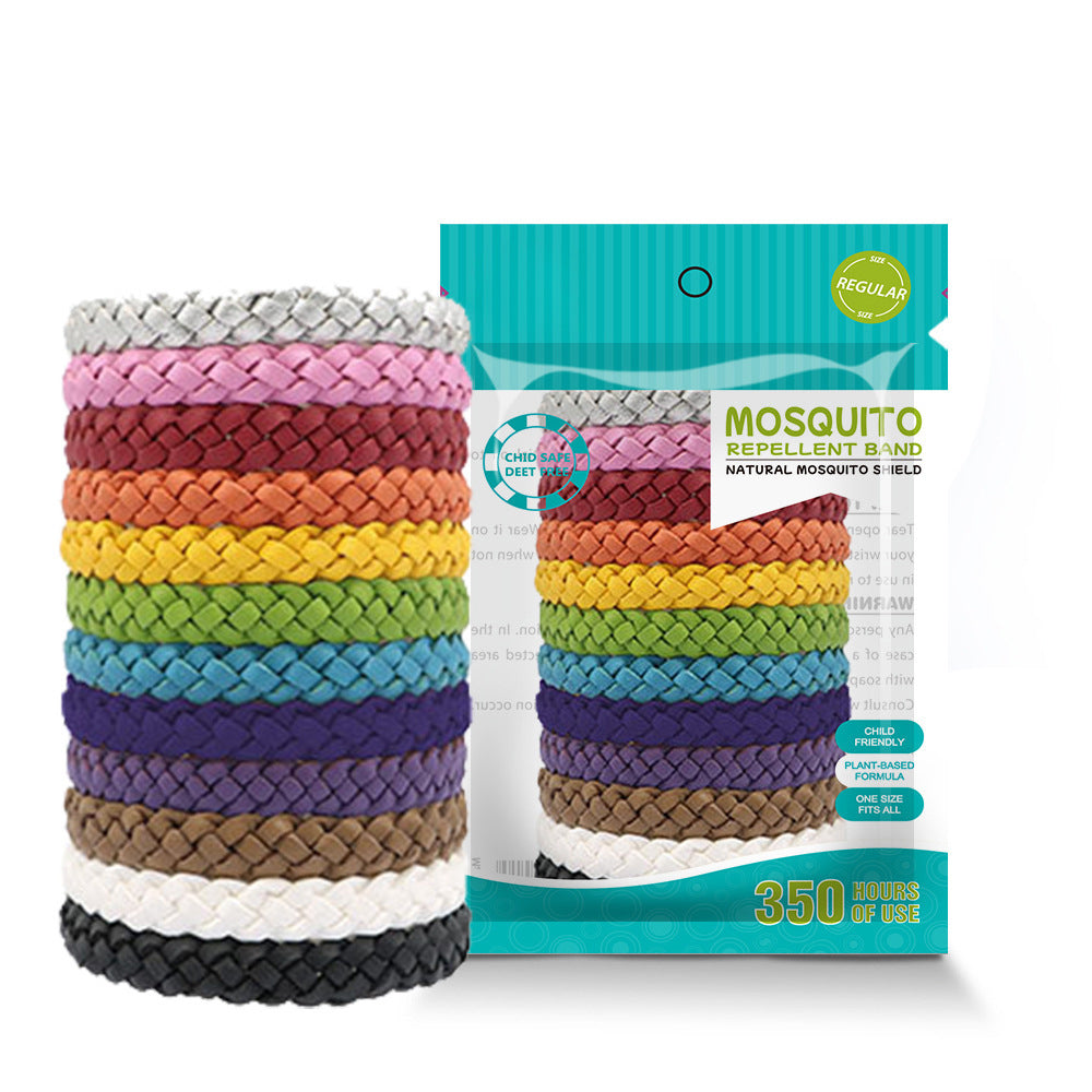 Natural Mosquito Repellent Bracelet - Adjustable and Long-Lasting, Set 4 (12PCS, Random Colors)