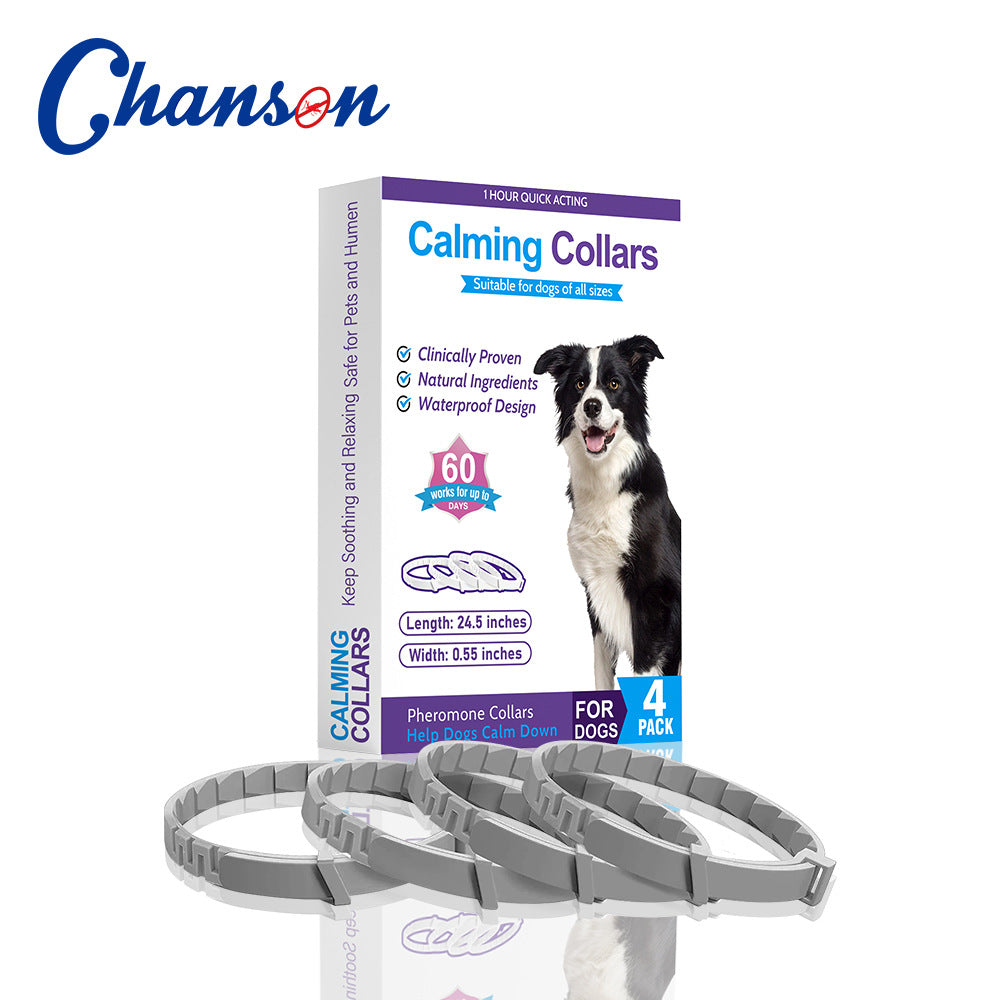 Gray Calming Collars for Dogs - Natural Stress Relief, Adjustable, 4 Pack