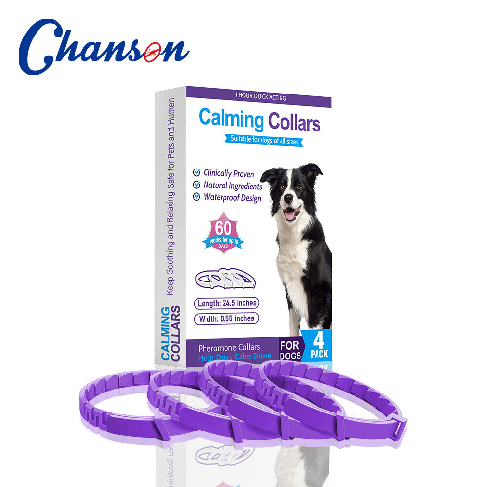 Purple Calming Collars for Dogs - Natural Stress Relief, Adjustable, 4 Pack