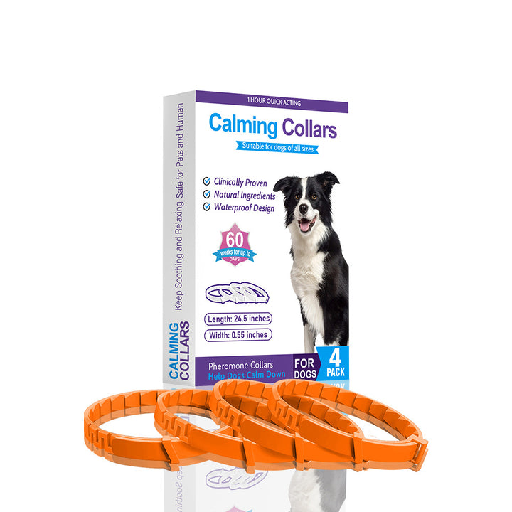 Orange Calming Collars for Dogs - Natural Stress Relief, Adjustable, 4 Pack