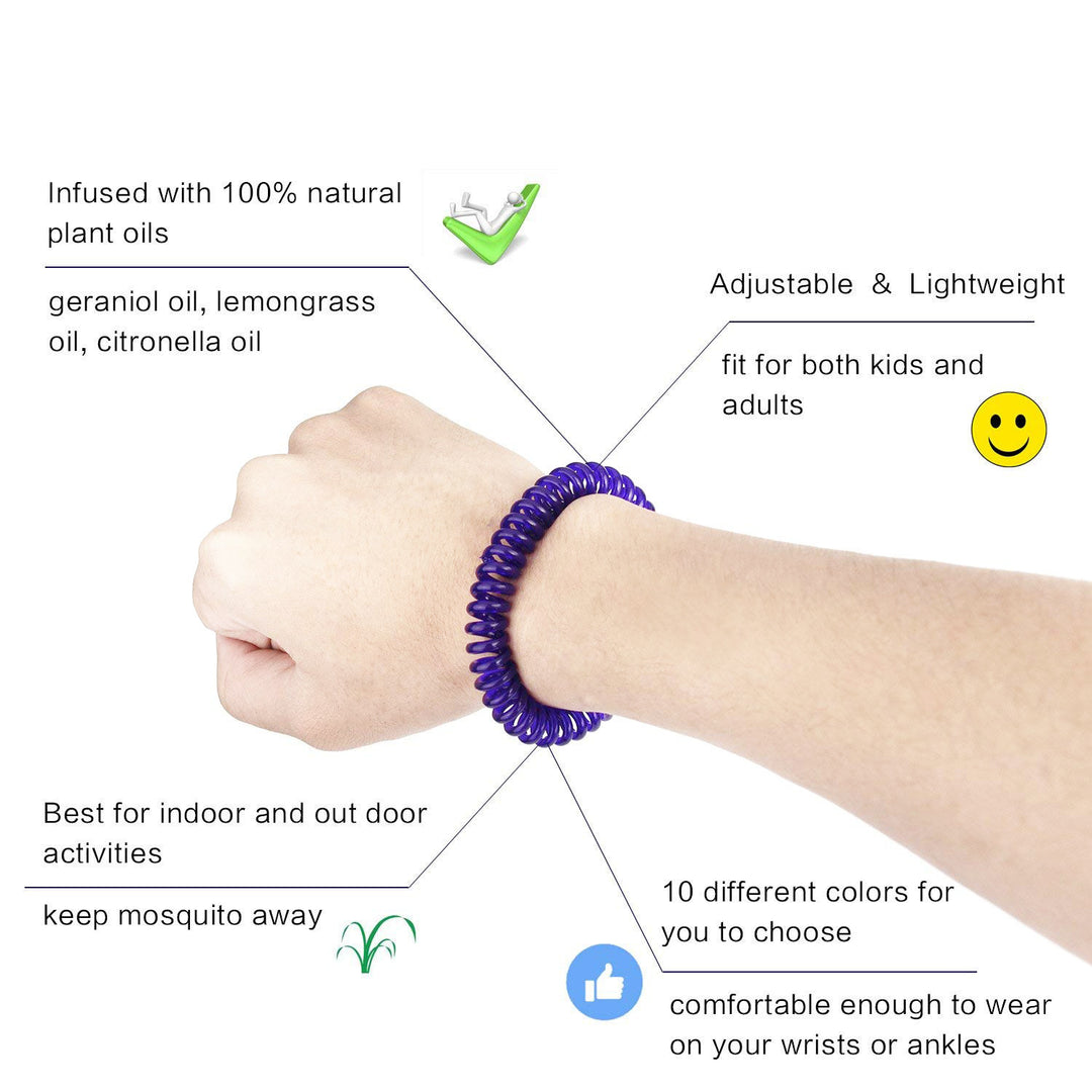 Natural Mosquito Repellent Coil Bracelet - Adjustable and DEET-Free, 350 Hours Protection, One set contains 10 pieces, three sets in total (30 pieces)