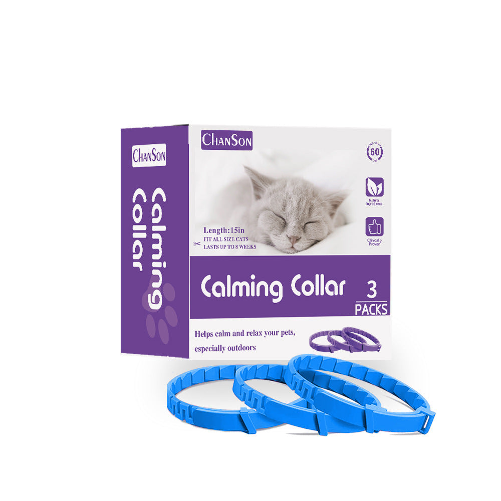 Blue Calming Collars for Cats - Natural Anxiety Relief, Adjustable, 3 Pack (2 set/6PCS)