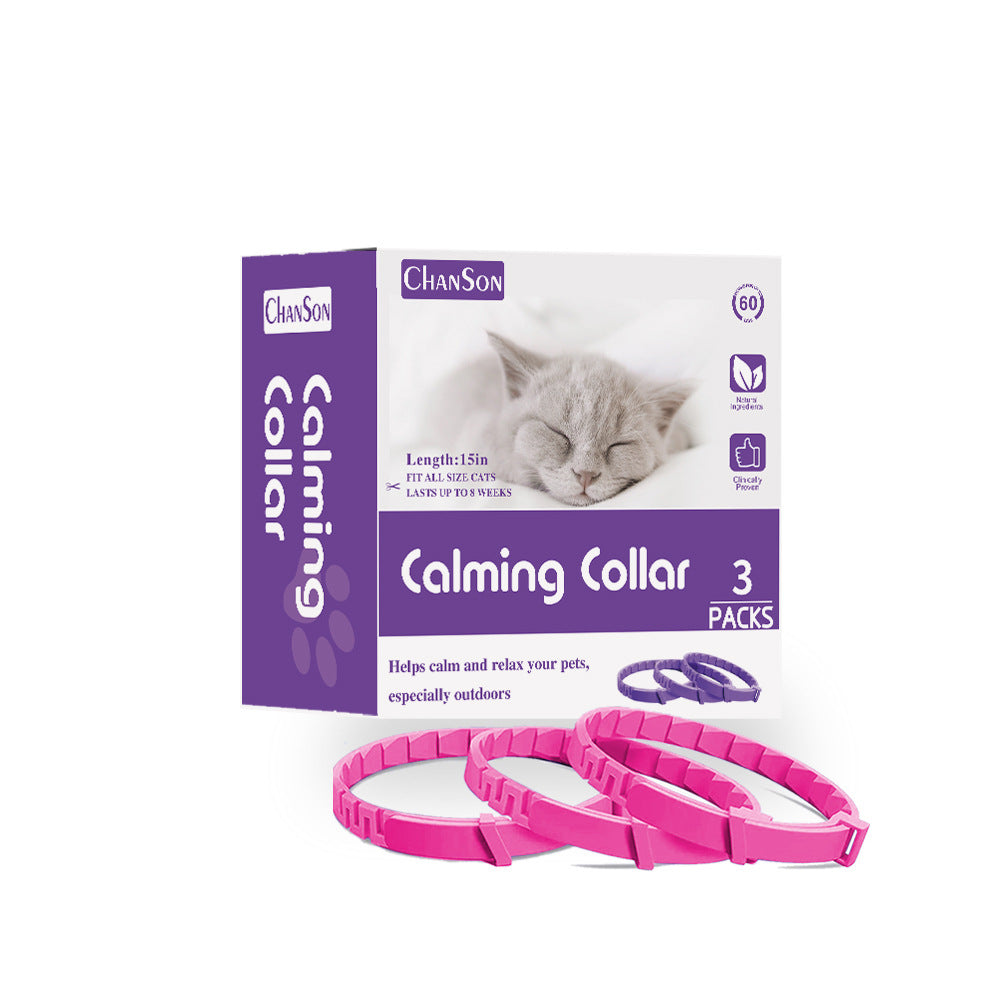 Pink Calming Collars for Cats - Natural Anxiety Relief, Adjustable, 3 Pack (2 set/6PCS)