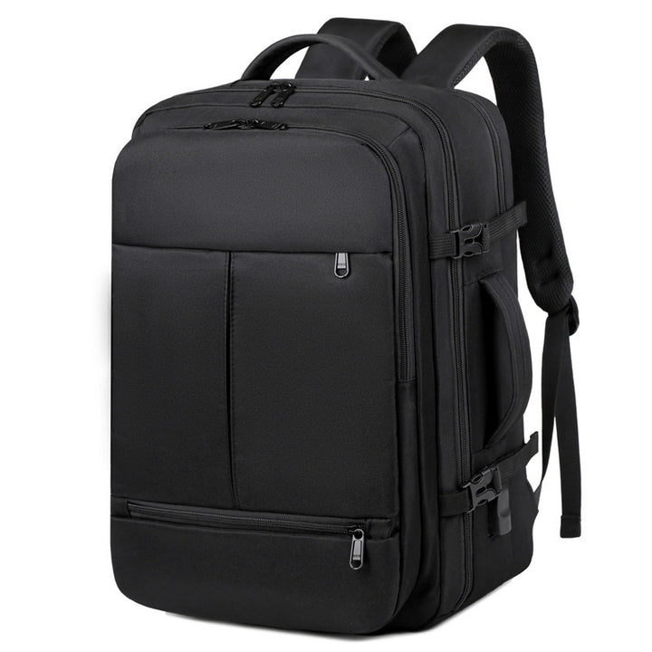 Large Capacity Travel Backpack with USB Charging Port - Black