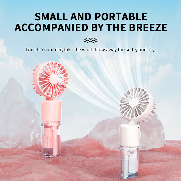 Portable 4-Speed Mini Spray Fan with Moisturizing Function - F2 Pink (2PCS)