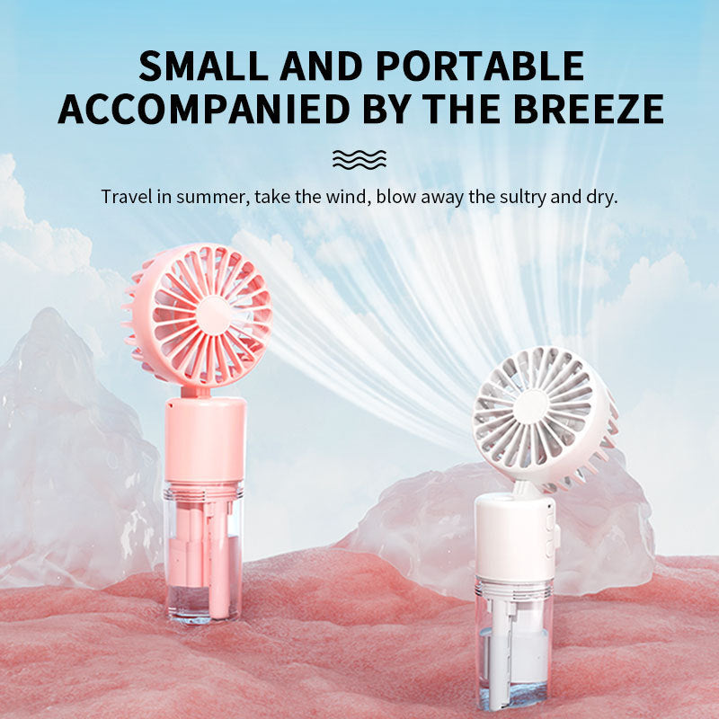 Portable 4-Speed Mini Spray Fan with Moisturizing Function - F2 White (2PCS)