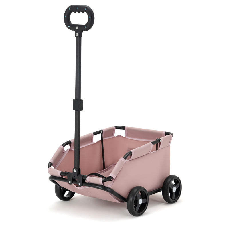 Pink Foldable Pet Travel Wagon for Small Dogs - Lightweight and Portable