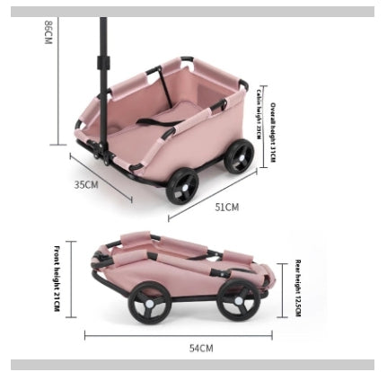 Gray Foldable Pet Travel Wagon for Small Dogs - Lightweight and Portable