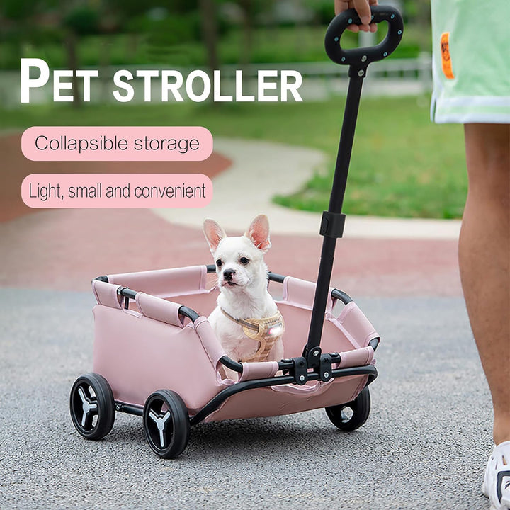 Black Foldable Pet Travel Wagon for Small Dogs - Lightweight and Portable