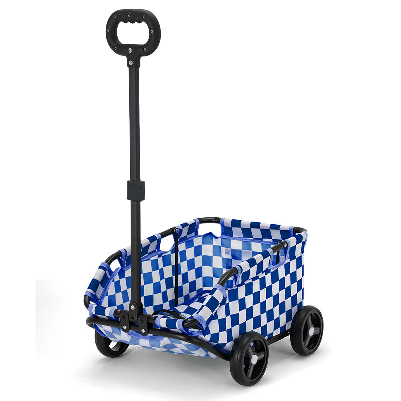 Blue Foldable Pet Travel Wagon for Small Dogs - Lightweight and Portable