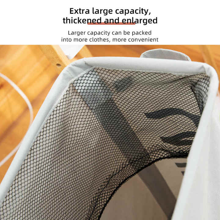 Rolling Laundry Basket with Wheels - 42L Capacity, Light Gray, 39*18.5*58CM